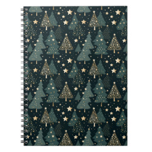 Christmas Tree Gold Green Pattern Decor Notebook