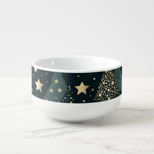 Christmas Tree Gold Green Pattern Decor Soup Mug