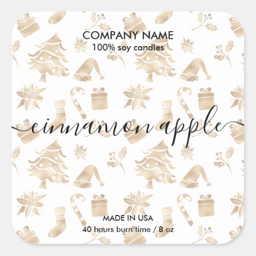 Christmas Tree Gold Pattern Candle Label