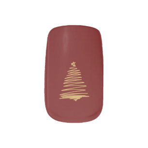 Christmas tree gold /red minx nail art