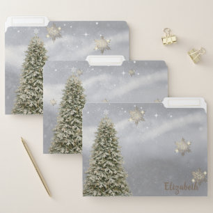 Christmas Tree, Gold Snowflakes- Personalized File Folder