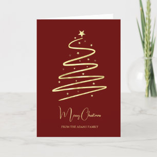 Christmas tree gold stylish minimalist custom thank you card