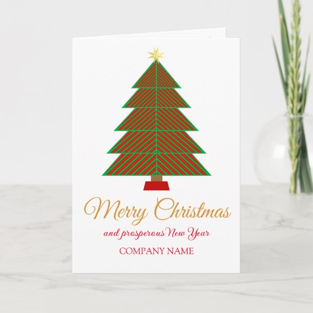 Christmas tree golden decorations company holiday card (Front)