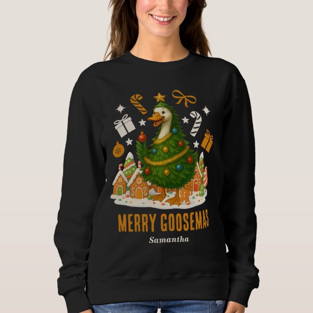 Christmas Tree Goose | Funny Holiday Sweatshirt (Front)