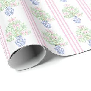 Christmas tree grandmillennial preppy chinoiserie wrapping paper