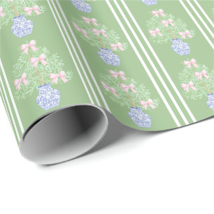 Christmas tree grandmillennial preppy chinoiserie wrapping paper