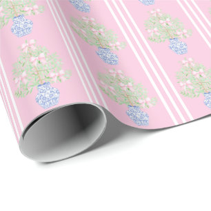 Christmas tree grandmillennial preppy chinoiserie wrapping paper