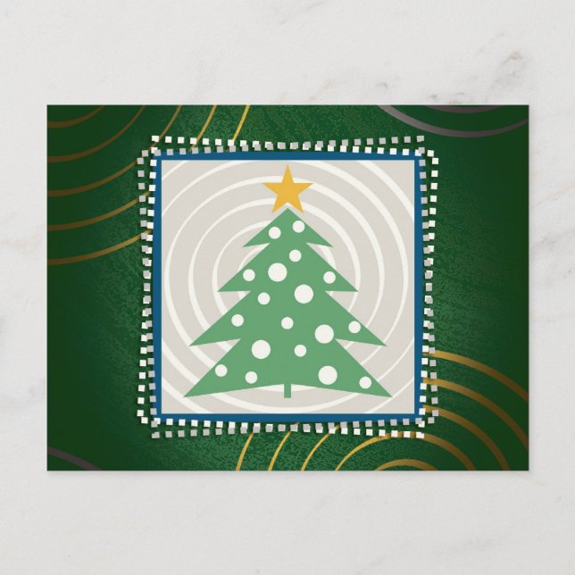 Christmas Tree | Green Decorative Holiday Postcard (Front)