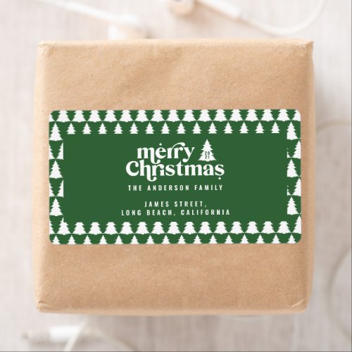 Christmas tree green modern holiday simple stylish label
