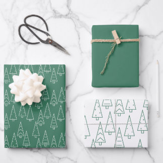 Christmas Tree Green Modern Minimal Wrapping Paper Sheets