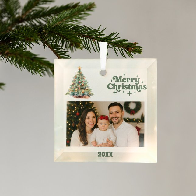 Christmas tree green photo glass ornament (Creator Uploaded)