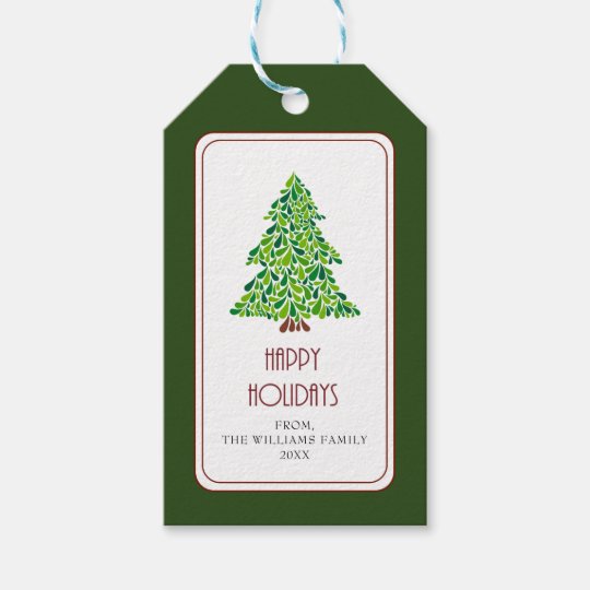 christmas tree green red personalized elegant gift tags zazzle com