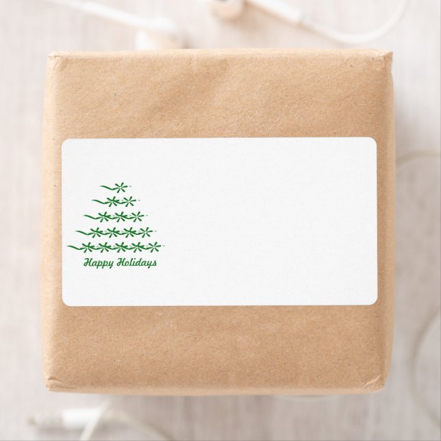Christmas Tree green white blank Return Address  Label (Insitu)