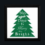 Christmas Tree Greeting (few flakes) Gift Box<br><div class="desc">Tree shape with Christmas greeting saying "May Your Days be Merry and Bright" inside of it with a few snowflakes.</div>
