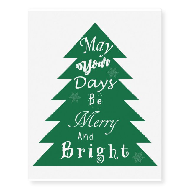Christmas Tree Greeting (few flakes) Temporary Tattoos (Front)