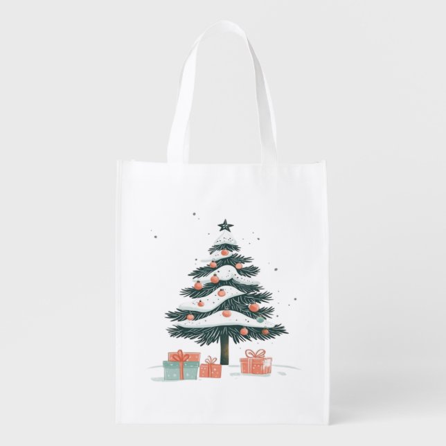 Christmas tree  grocery bag (Front)