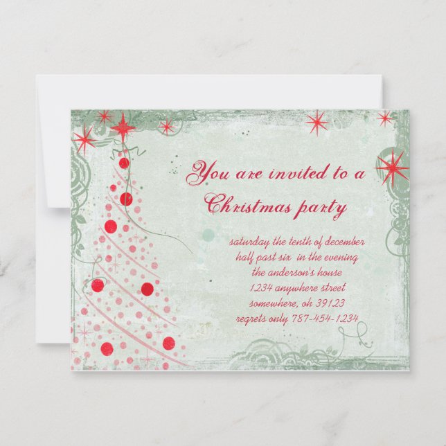 Christmas Tree Grunge Christmas Party Invitation (Front)