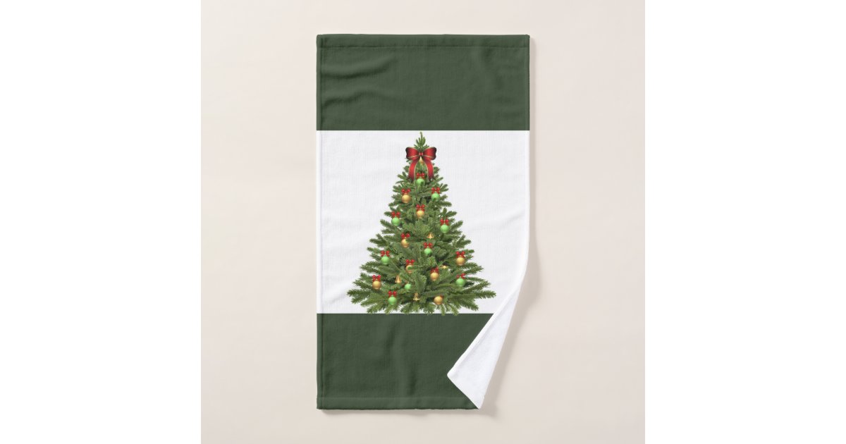 Christmas Tree Guest Bathroom Hand Towel Zazzle Com
