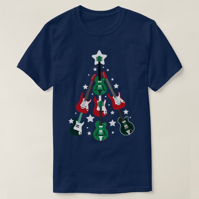 Christmas Tree Guitars Guitarist Guitar Player Mus T-Shirt (Design Front)