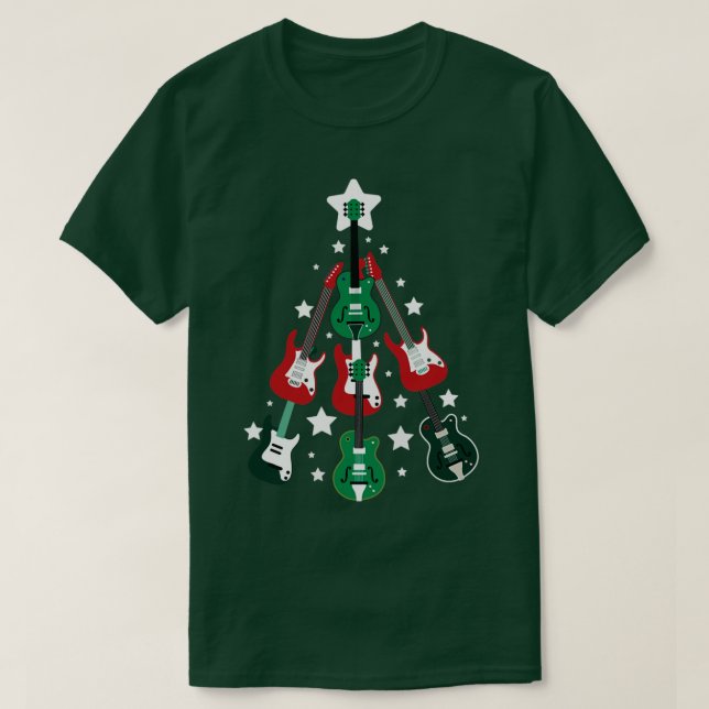 Christmas Tree Guitars Guitarist Guitar Player Mus T-Shirt (Design Front)