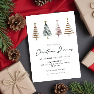 Christmas tree hand drawn Holiday Dinner Christmas Invitation
