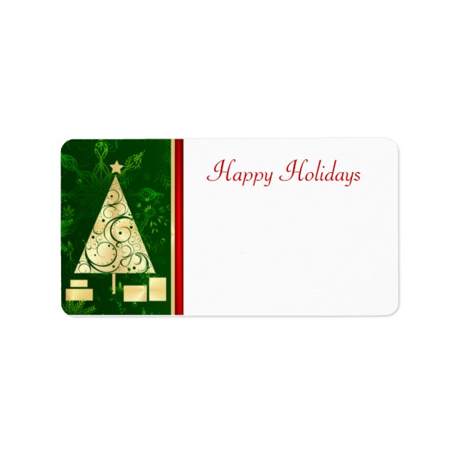 Christmas Tree - Happy Holidays Mailing Labels (Front)