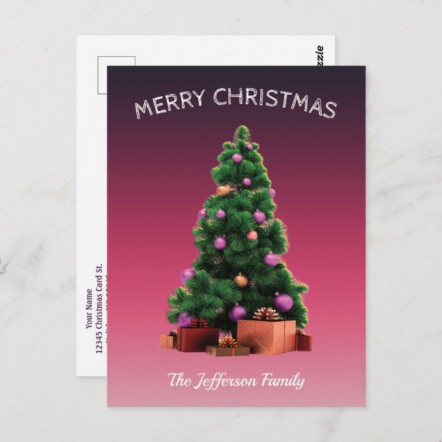 Christmas Tree Happy New Year Holidays Personalize Postcard (Front/Back)