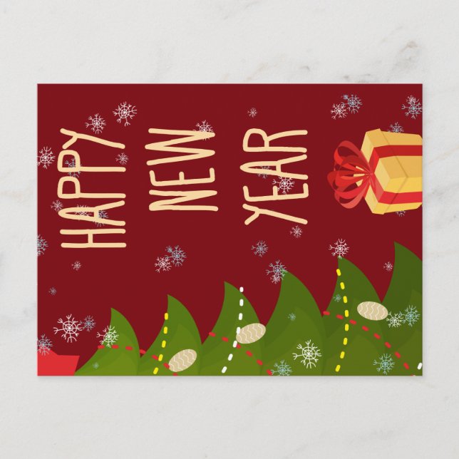 Christmas Tree Happy New Year Postcard (Front)