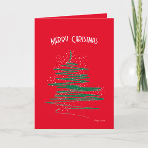 Christmas Tree, Happy New Year Whimsical Holiday Card