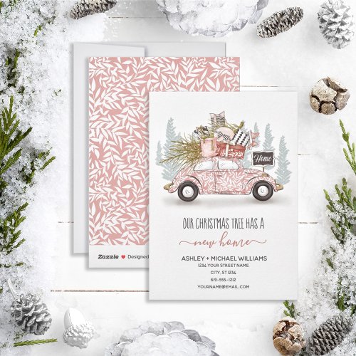 Christmas Tree Has a New Home Watercolor Moving Holiday Card