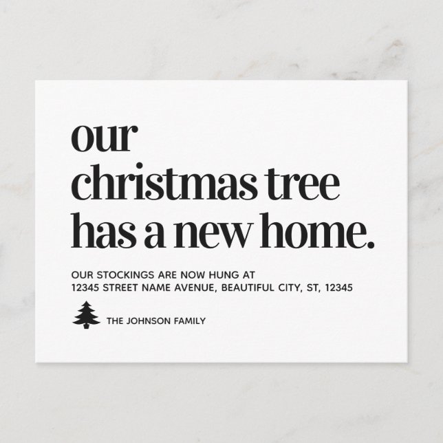 Christmas Tree Has New Home Address Holiday Moving Announcement Postcard (Front)