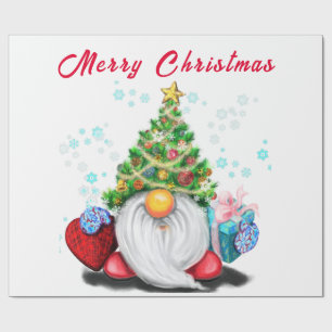 Christmas Tree Hat Gnome with Gift Wrapping Paper