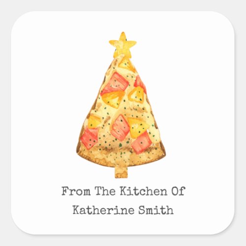 Christmas Tree Hawaiian Pizza From The Kitchen Of  Square Sticker