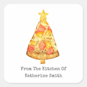 Christmas Tree Hawaiian Pizza From The Kitchen Of Square Sticker