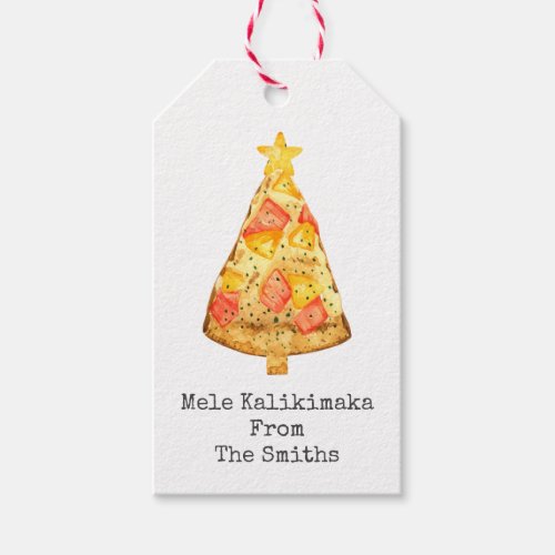 Christmas Tree Hawaiian Pizza Mele Kalikimaka Gift Tags