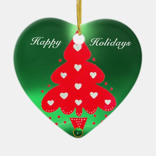 CHRISTMAS TREE Heart Ceramic Ornament