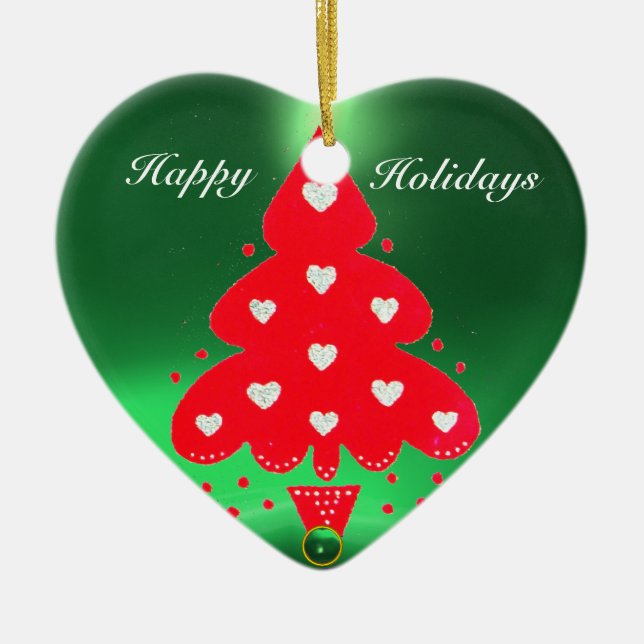 CHRISTMAS TREE Heart Ceramic Ornament (Front)