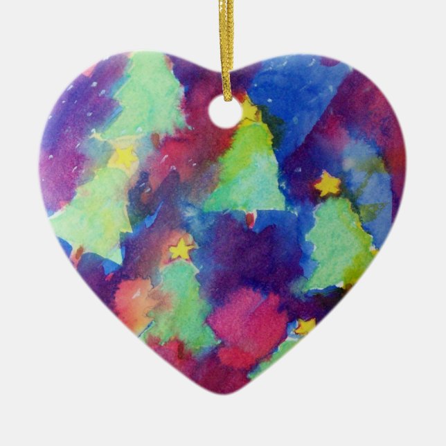 CHRISTMAS TREE Heart Ceramic Ornament (Front)