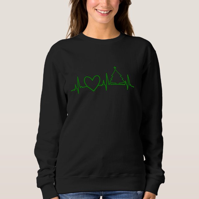 Christmas Tree Heartbeat Nursing Nurse Xmas Ugly P Sweatshirt (Front)