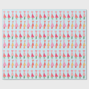 Christmas Tree Hearts Wrapping Paper