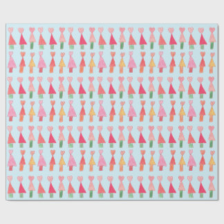 Christmas Tree Hearts Wrapping Paper