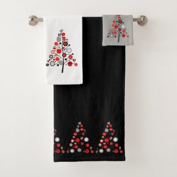 Christmas Tree Holiday Country Retro Rustic Bath Towel Set by All_About_Christmas at Zazzle