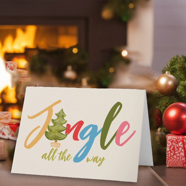 Christmas Tree Holiday Cute Colorful Typography  Card (Creator Uploaded)