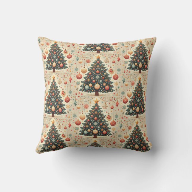 Christmas tree holiday design decor throw pillow (Back)