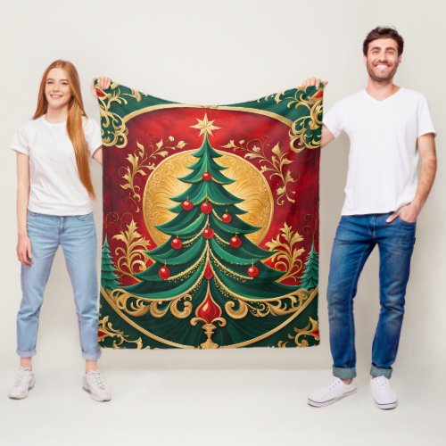 Christmas Tree Holiday Fleece Blanket