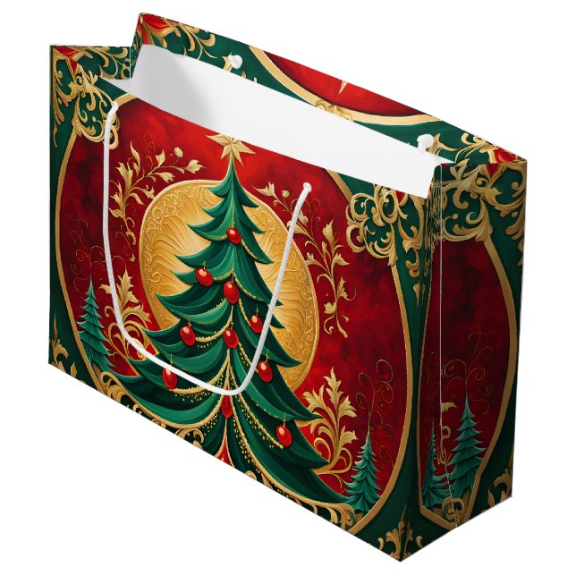 Christmas Tree Holiday Gift Bag (Front Angled)