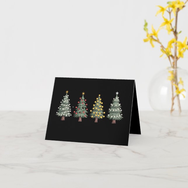 Christmas Tree Holiday Gift Winter  Card (Yellow Flower)