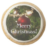 Christmas Tree Holiday "Merry Christmas" Round Shortbread Cookie