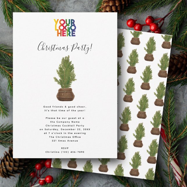 Christmas Tree Holiday Office Business Logo Party Invitation (Christmas Tree Holiday Office Business Logo Party Invitation)