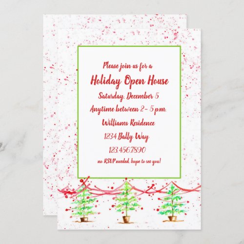 Christmas Tree Holiday Open House Invitation